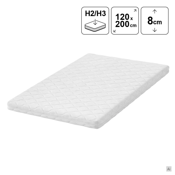 Topper masujący 120x200 MOSSA VISCO 8 cm H2/H3, SOLVORN