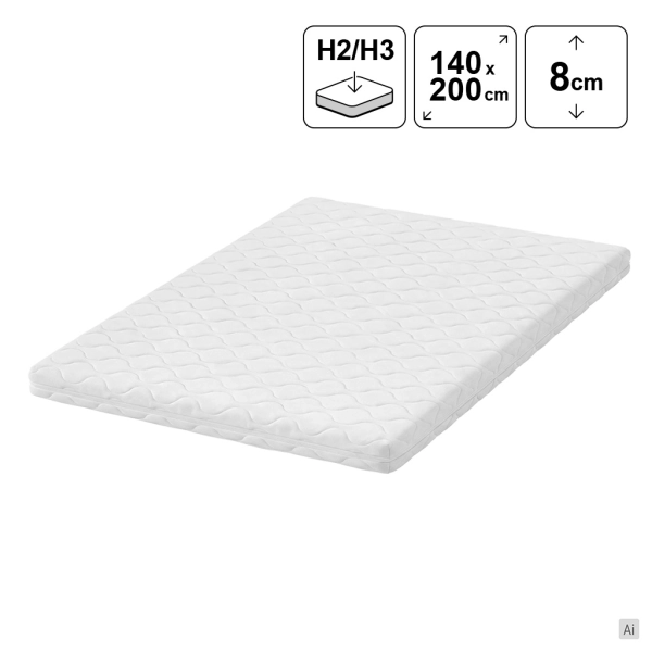 Topper masujący 140x200 MOSSA VISCO 8 cm H2/H3, SOLVORN