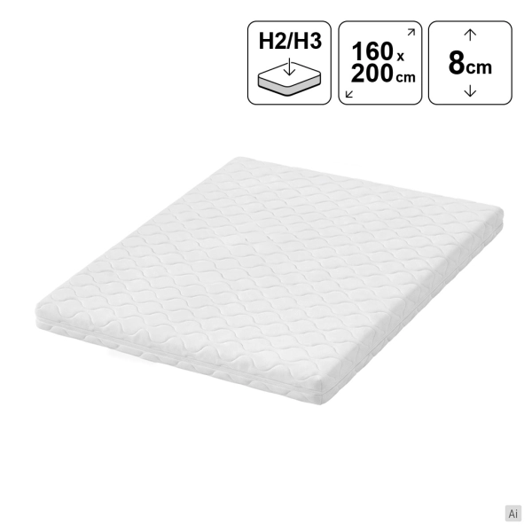 Topper masujący 160x200 MOSSA VISCO 8 cm H2/H3, SOLVORN