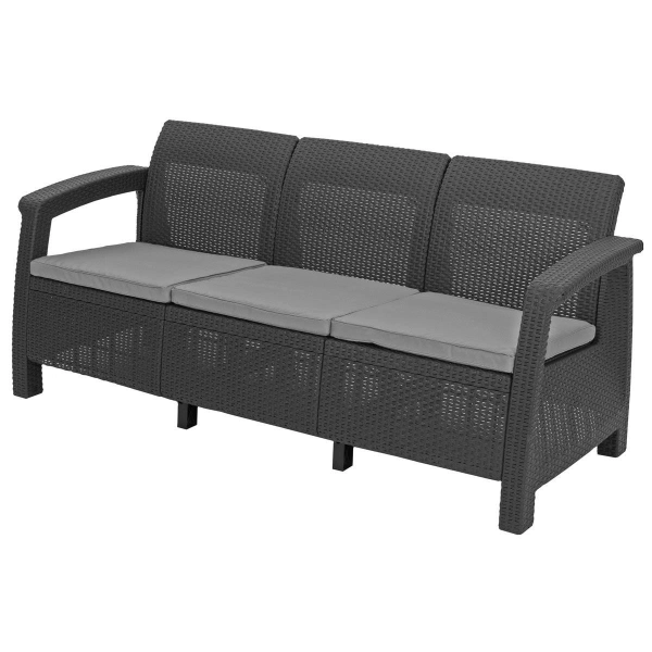 Sofa ogrodowa CORFU Max Love Seat 3-osobowy - grafitowa, KETER