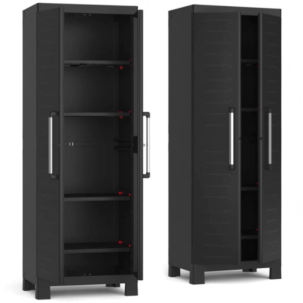 Wysoka szafa garażowa gospodarcza DETROIT High 182 cm czarna, KETER