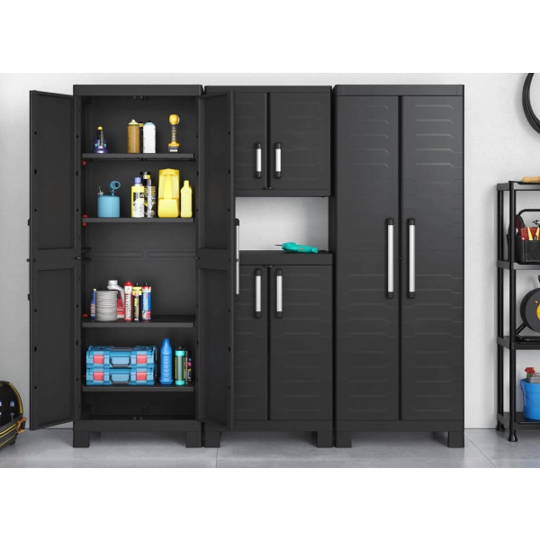 Wysoka szafa garażowa gospodarcza DETROIT High 182 cm czarna, KETER