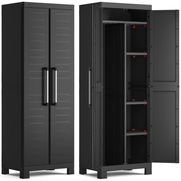 Szafa garażowa wielofunkcyjna wysoka 182 cm z przegrodą DETROIT Utility czarna, KETER
