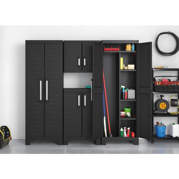 Szafa garażowa wielofunkcyjna wysoka 182 cm z przegrodą DETROIT Utility czarna, KETER