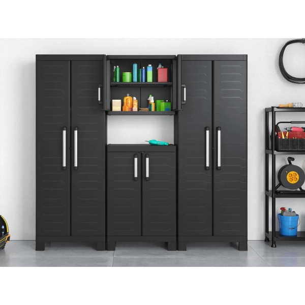Szafa garażowa wielofunkcyjna wysoka 182 cm z przegrodą DETROIT Utility czarna, KETER
