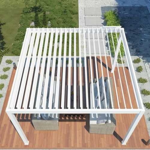 Pergola ogrodowa tarasowa aluminiowa elektryczna LUXE 3 x 4 m Biały z oświetleniem LED
