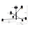 Lampa wisząca Snow 6 czarna 6xGU10