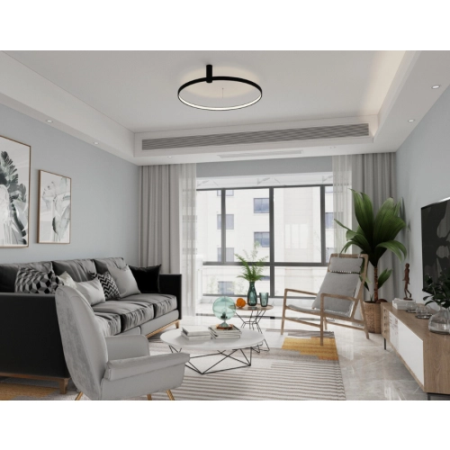 Lampa wisząca Ring 80 cm czarna LED CCT