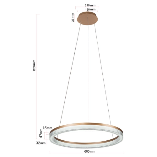 Lampa wisząca Midway Cristal Triangle złoto - transparentna LED CCT