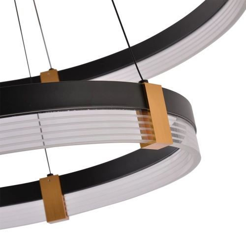 Lampa wisząca Plum 60 cm 40 cm czarno-transparentna LED CCT