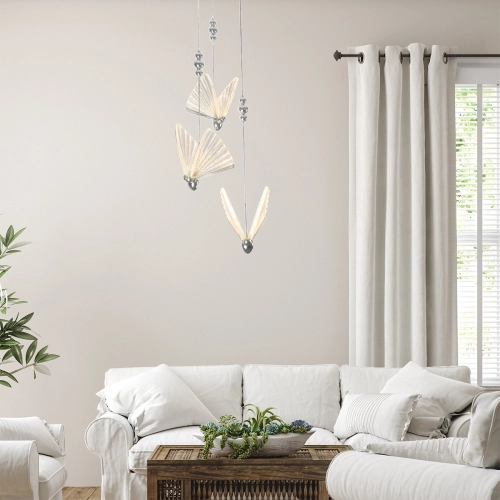 Lampa wisząca Mariposa 3 srebrna LED CCT