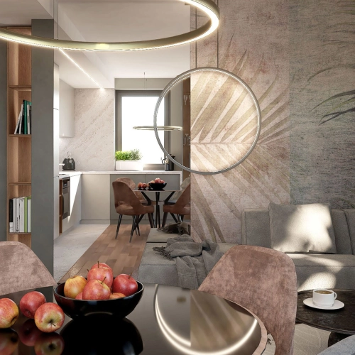 Lampa wisząca Mirror złota LED CCT