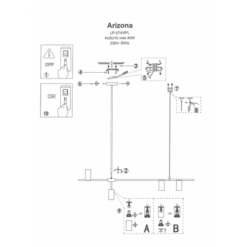 Lampa wisząca Arizona czarno - złota 6xGU10
