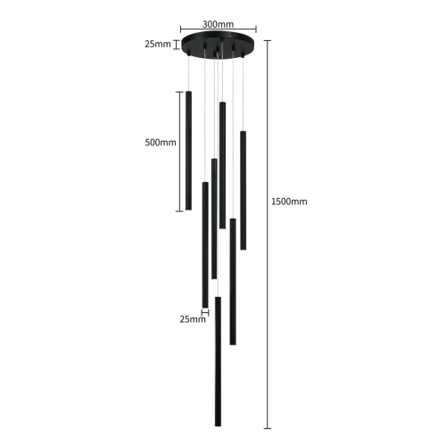 Lampa wisząca Lungo 7 czarna 7xG9