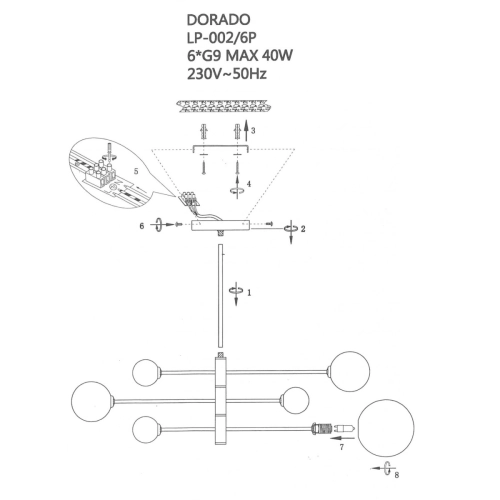 Lampa wisząca Dorado czarna 6xG9