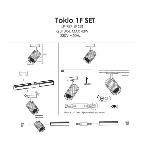 Zestaw oświetlenia szynowego Tokio SET 1F biały 4xGU10
