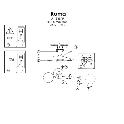 Lampa wisząca Roma 3 złota 3xE14
