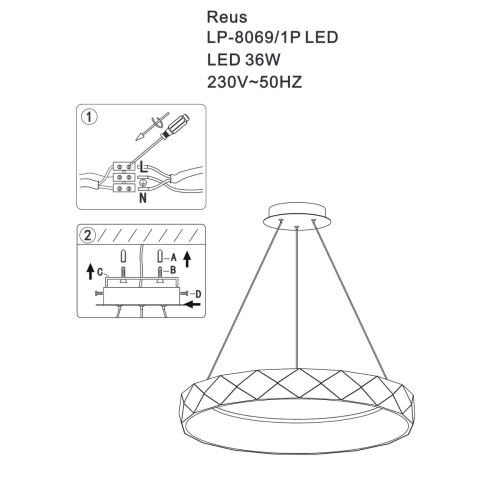 Lampa wisząca Reus różowe złoto LED 4000K
