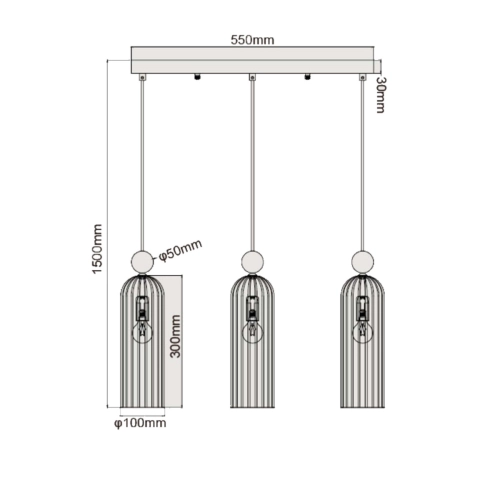 Lampa wisząca Piega 3 smoked 3xE14