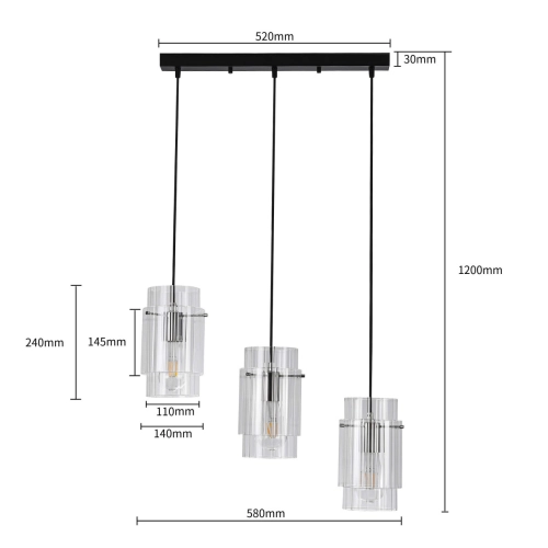 Lampa wisząca Savona czarna 3xE27