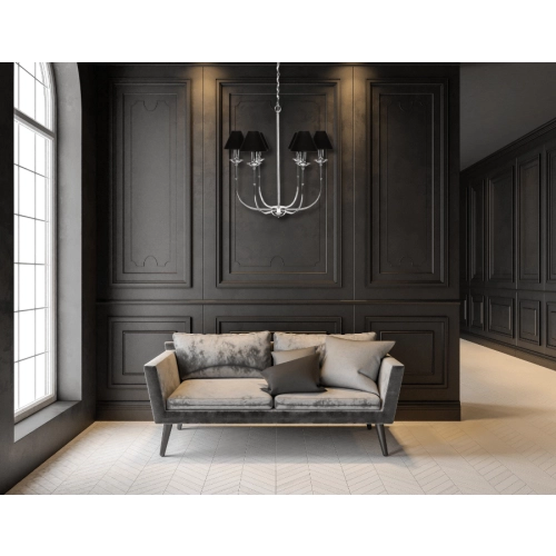 Lampa wisząca Glamour srebrno - czarna 6xE14