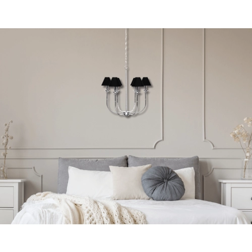 Lampa wisząca Glamour srebrno - czarna 6xE14