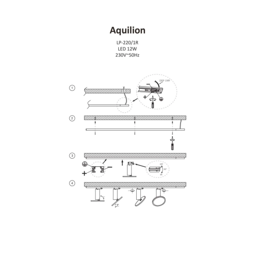 Reflektor do szynoprzewodu Aquilion 1F czarny LED 3000K