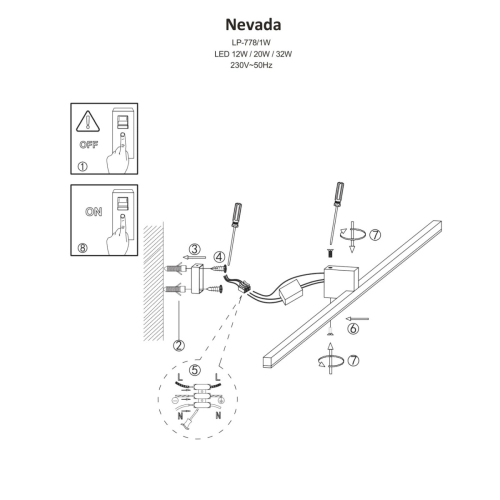 Kinkiet Nevada 40 cm biały IP44 LED 4000K
