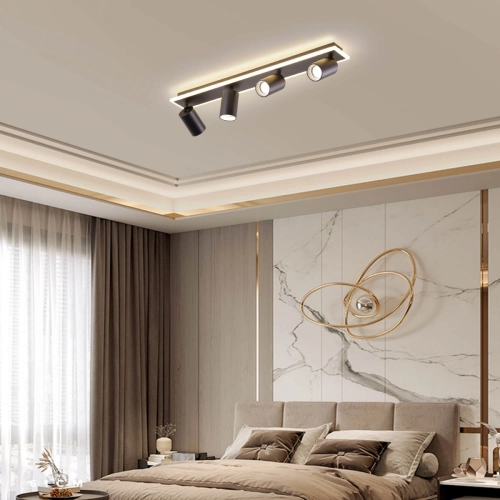 Zestaw reflektorów plafon Parma czarny 4xGU10 plus LED