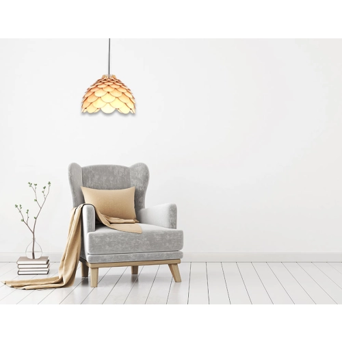 Lampa wiszaca Burgo mała drewniana 1xE27