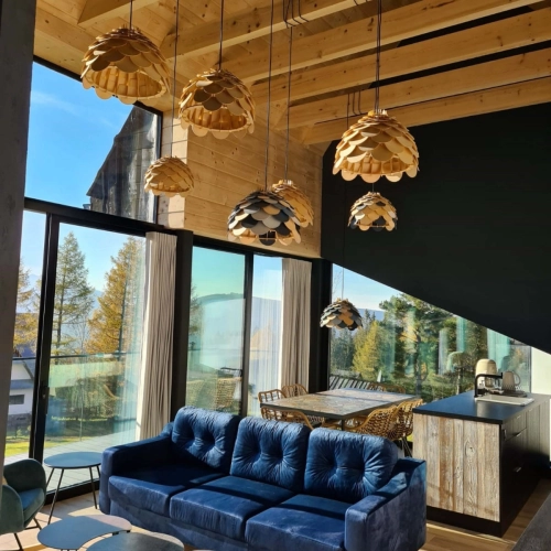 Lampa wiszaca Burgo mała drewniana 1xE27