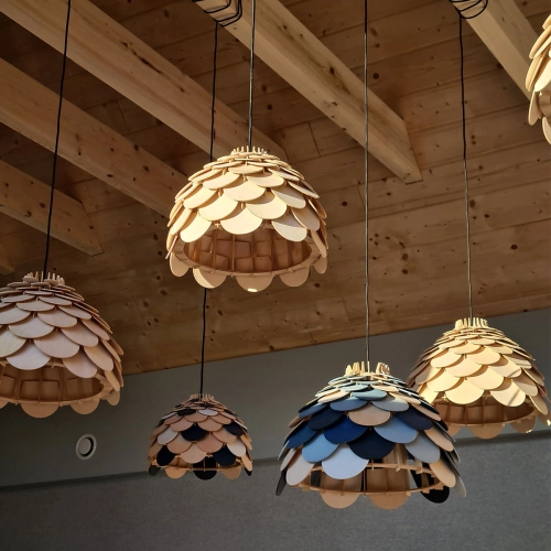 Lampa wiszaca Burgo mała drewniana 1xE27