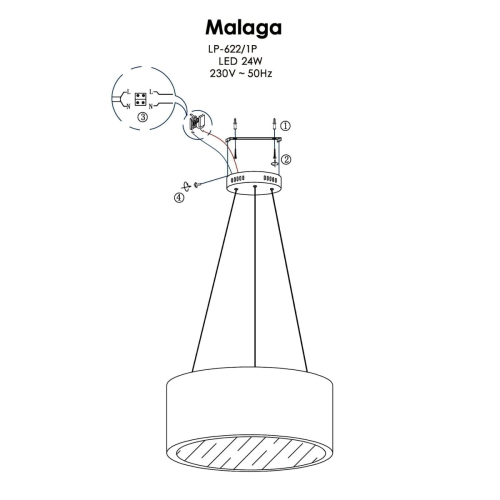 Lampa wisząca Malaga szara LED 3000K