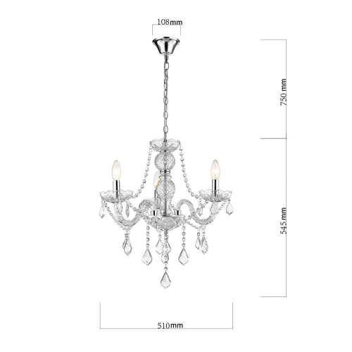 Lampa wisząca Cristallo srebrna 3xE14