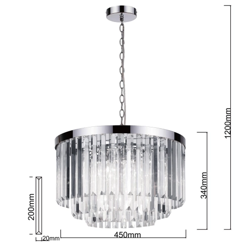 Lampa wisząca Vetro 5 srebrna 5xE14