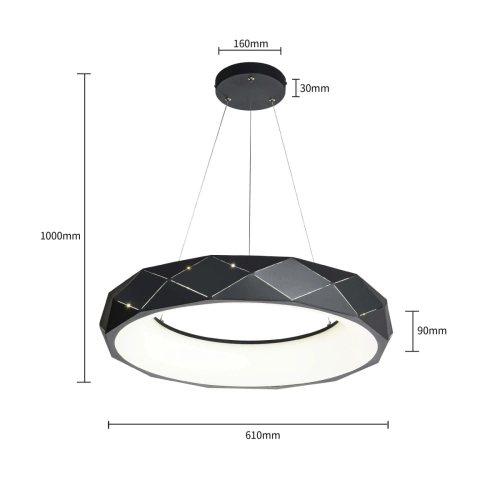 Lampa wisząca Reus czarna LED 4000K