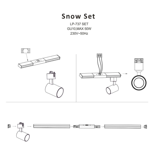 Zestaw oświetlenia szynowego Snow SET 1F biały 4xGU10