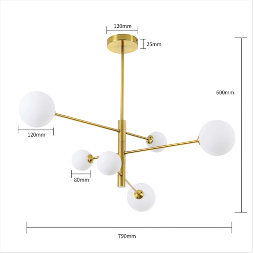 Lampa wisząca Dorado złota 6xG9