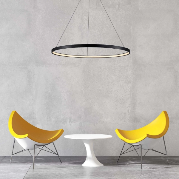 Lampa wisząca Ring 66 cm czarna LED CCT