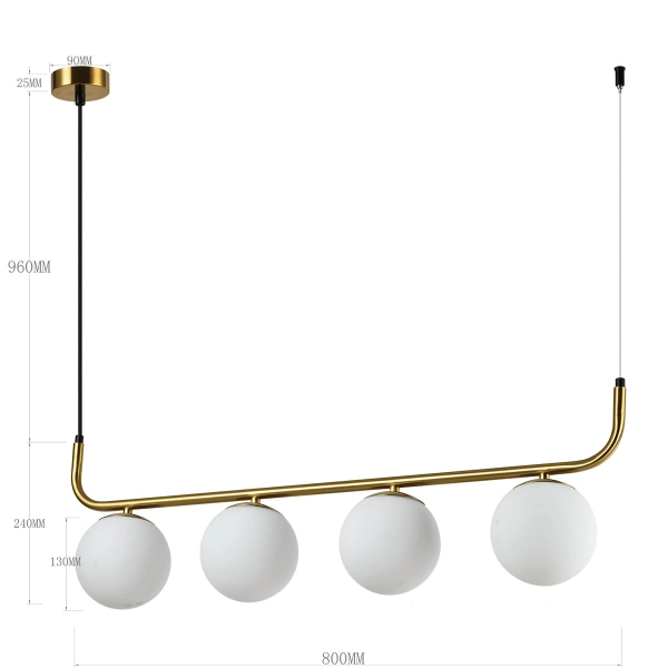 Lampa wisząca Alisa złota 4xE14