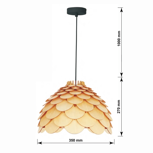 Lampa wiszaca Burgo mała drewniana 1xE27