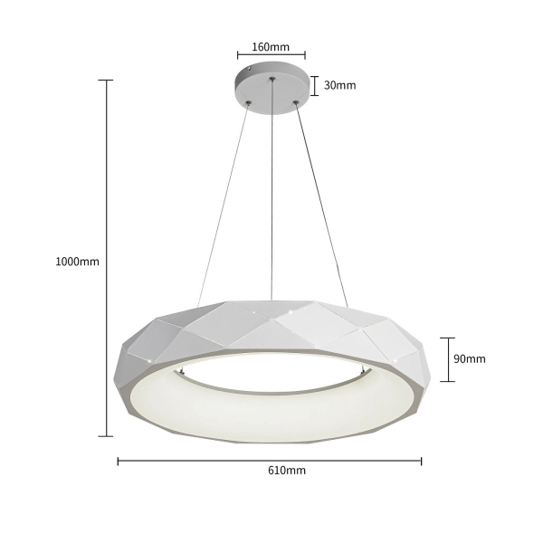 Lampa wisząca Reus biała LED 4000K