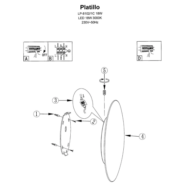 Plafon Platillo 21 cm biały LED 3000K