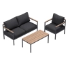 Zestaw Wypoczynkowy Aluminiowy BELLANTI Bucine 3 osobowy + stolik | Czarny | Teak