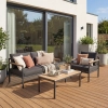 Zestaw Wypoczynkowy Aluminiowy BELLANTI Bucine 3 osobowy + stolik | Czarny | Teak
