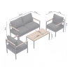 Zestaw Wypoczynkowy Aluminiowy BELLANTI Bucine 3 osobowy + stolik | Czarny | Teak
