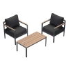 Zestaw Wypoczynkowy Aluminiowy BELLANTI Bucine 2 osobowy + stolik | Czarny | Teak