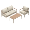 Zestaw Wypoczynkowy Aluminiowy BELLANTI Bucine 3 osobowy + stolik | Beż | Teak