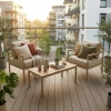 Zestaw Wypoczynkowy Aluminiowy BELLANTI Bucine 2 osobowy + stolik | Beż | Teak