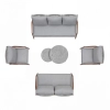 Zestaw Wypoczynkowy Aluminiowy BELLANTI Prato 7 osobowy + stolik | Szary | Teak